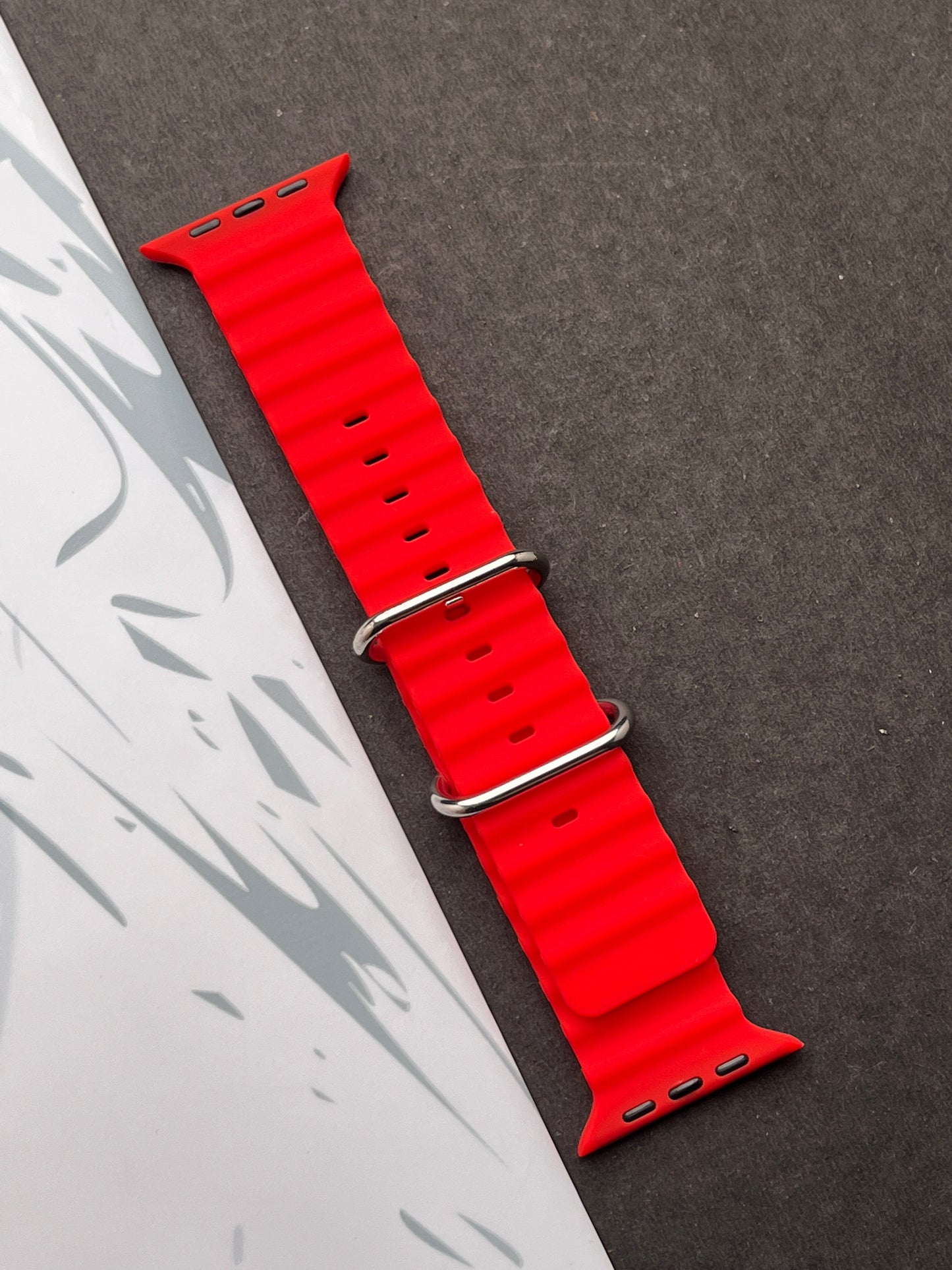 Red Silicone Ocean Band For Apple Watch 42mm, 44mm, 45mm & 49mm