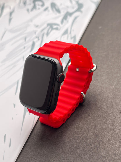 Red Silicone Ocean Band For Apple Watch 42mm, 44mm, 45mm & 49mm