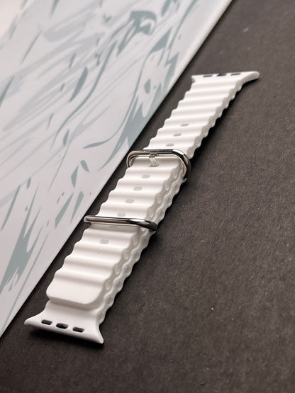 White Silicone Ocean Band For Apple Watch 42mm, 44mm, 45mm & 49mm