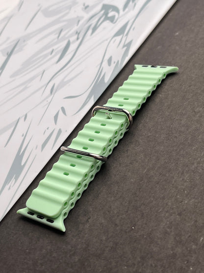 Green Silicone Ocean Band For Apple Watch 42mm, 44mm, 45mm & 49mm
