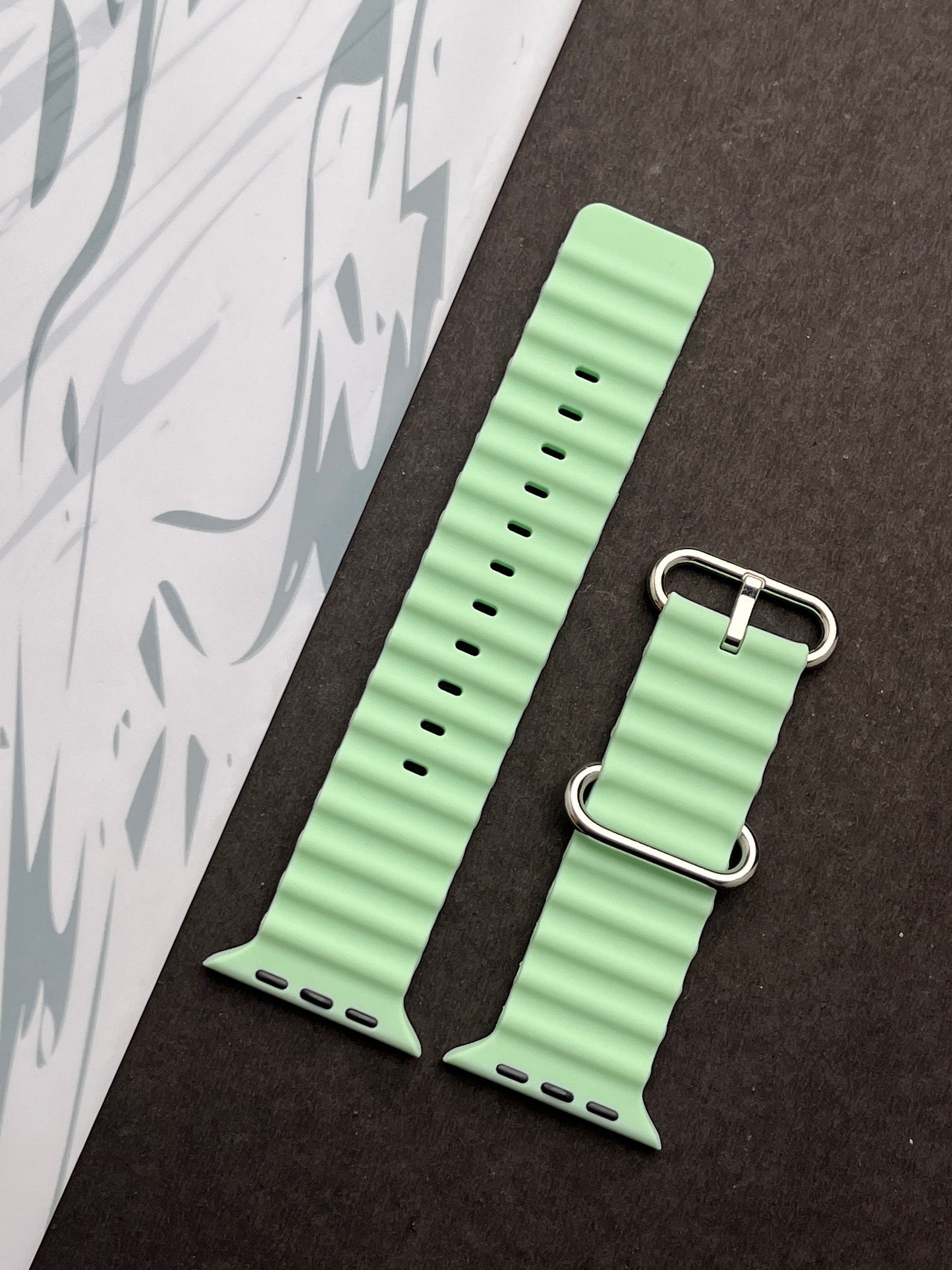 Green Silicone Ocean Band For Apple Watch 42mm, 44mm, 45mm & 49mm
