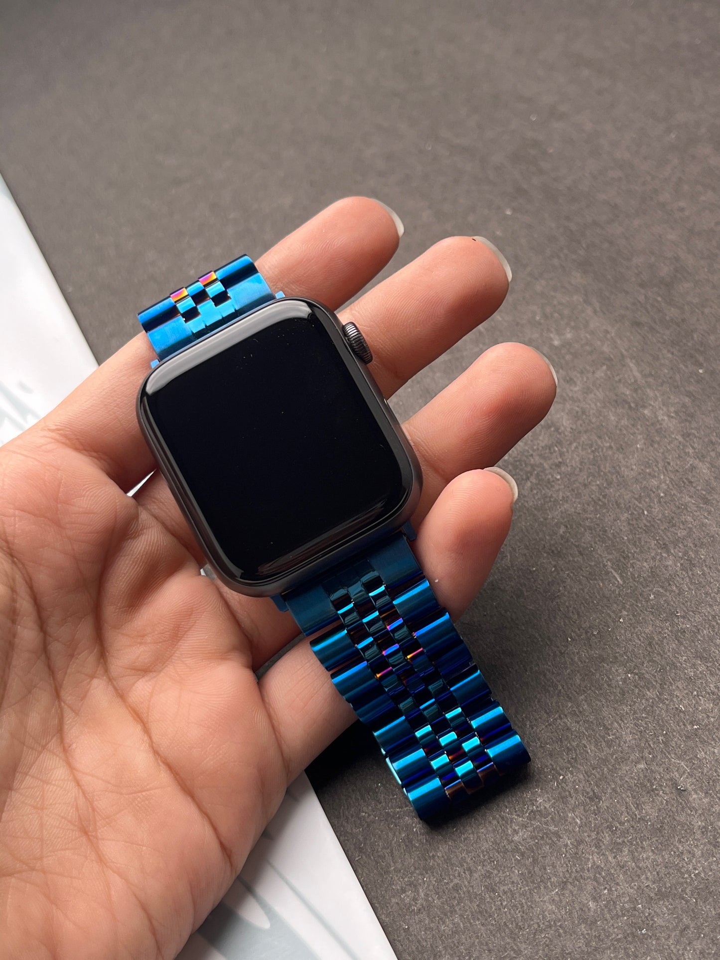 Blue Stainless Steel Jubilee Metal Strap for Apple Watch
