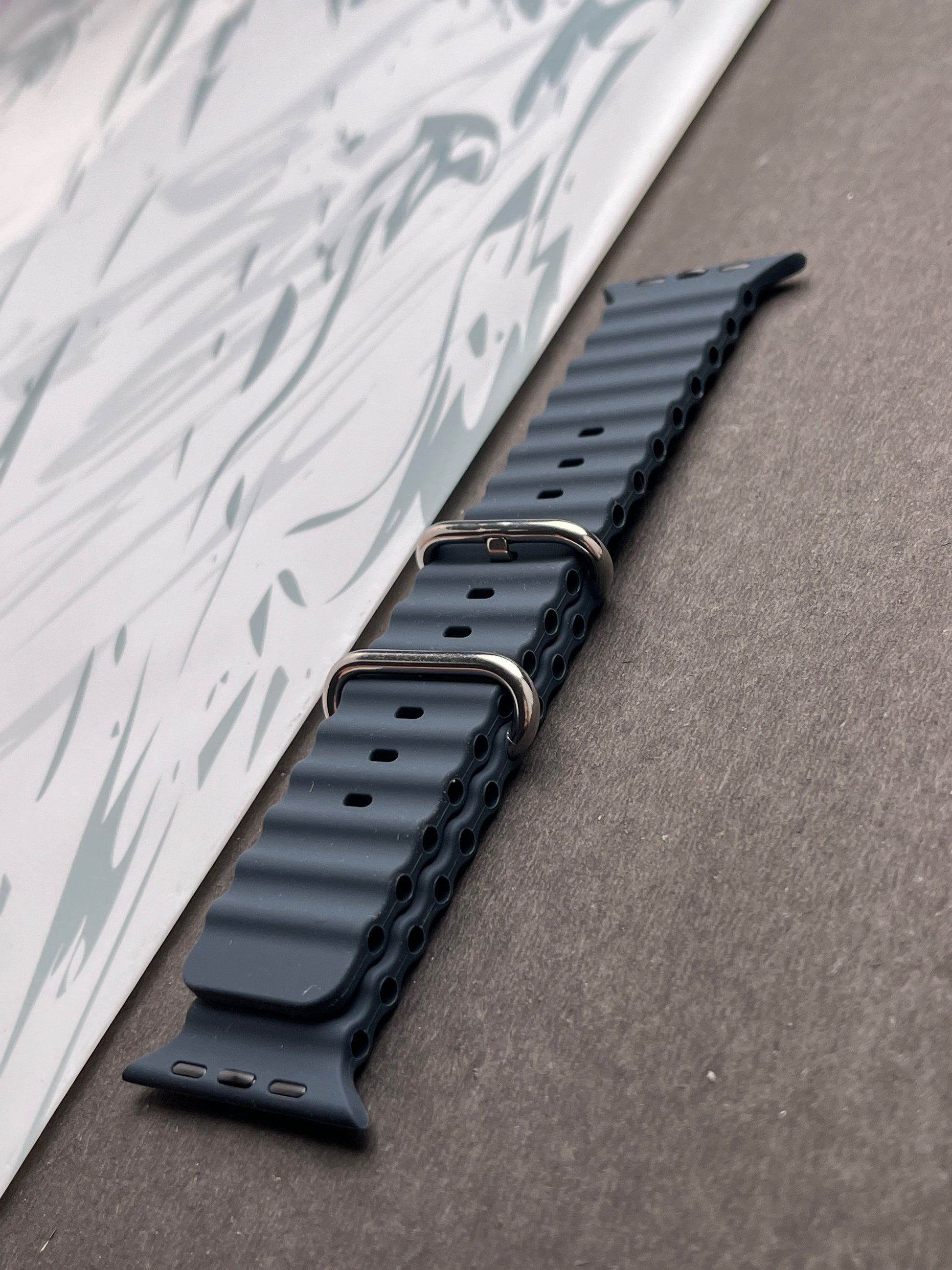 Gray Silicone Ocean Band For Apple Watch 42mm, 44mm, 45mm & 49mm