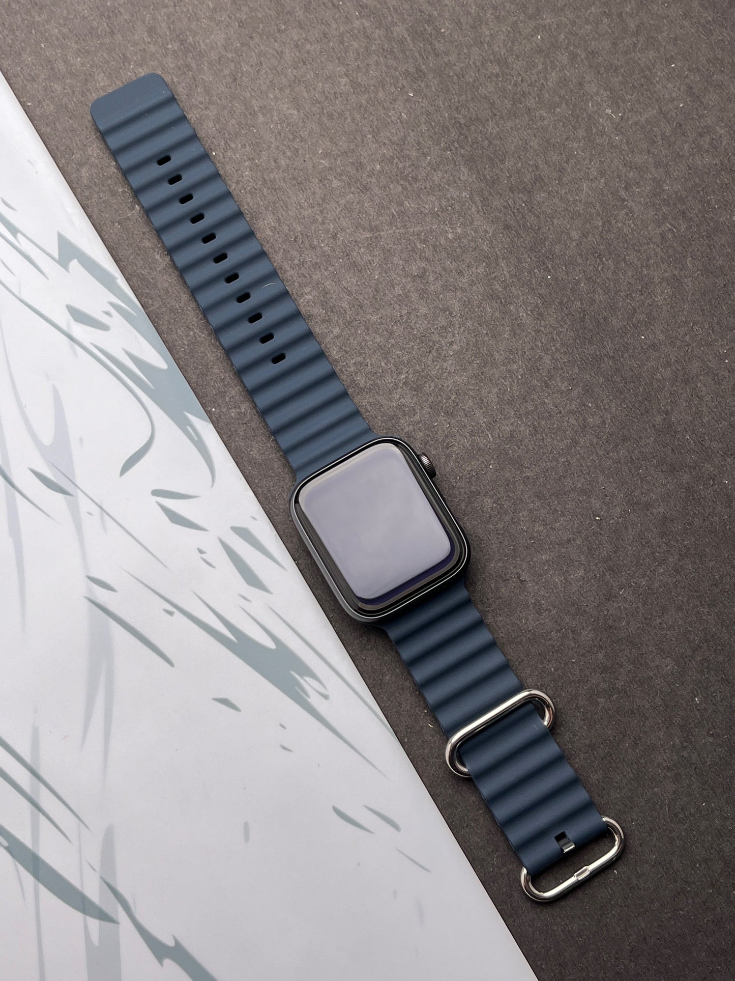 Gray Silicone Ocean Band For Apple Watch 42mm, 44mm, 45mm & 49mm