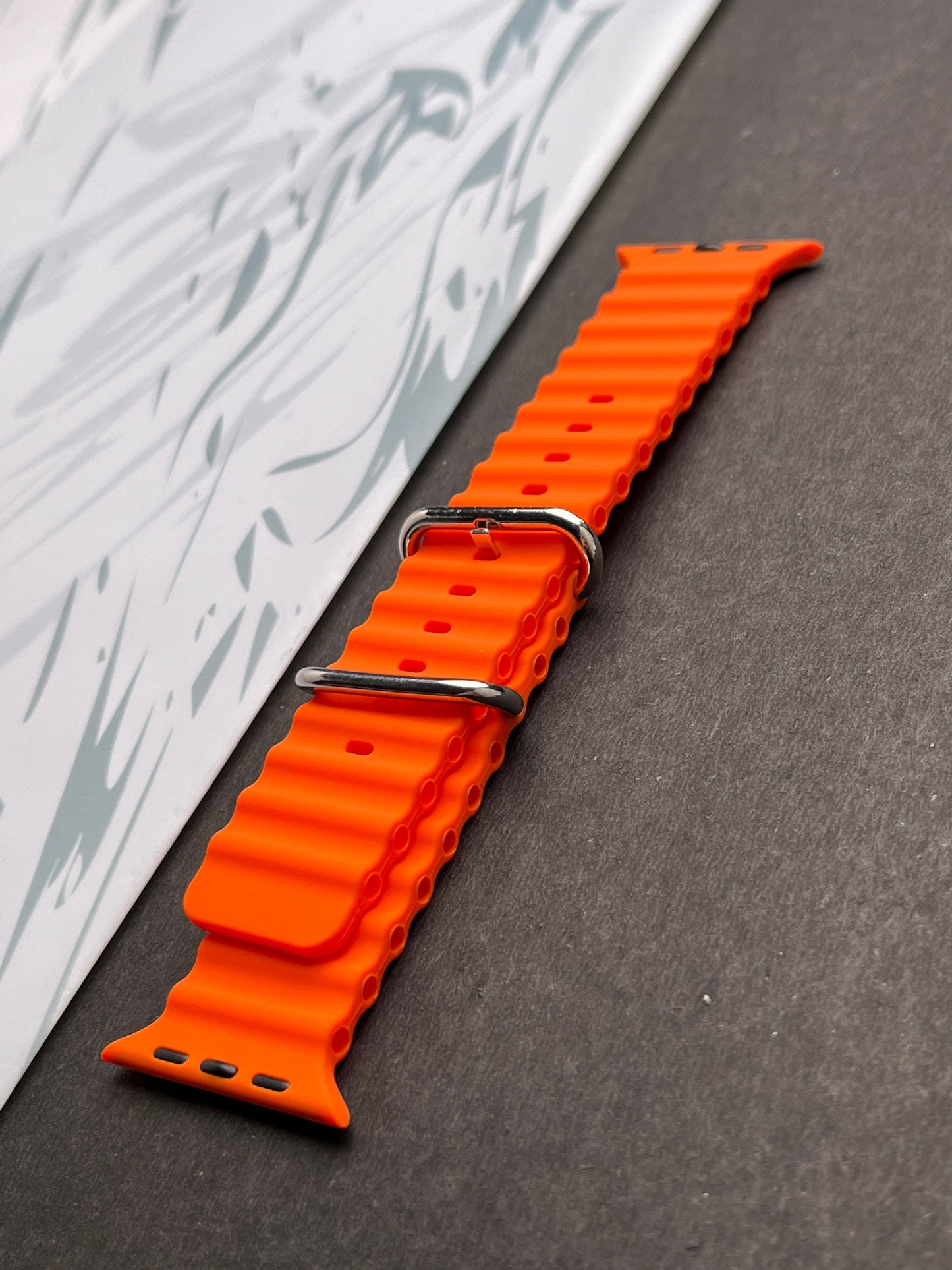 Orange Silicone Ocean Band For Apple Watch 42mm, 44mm, 45mm & 49mm