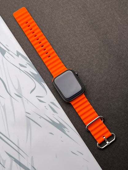 Orange Silicone Ocean Band For Apple Watch 42mm, 44mm, 45mm & 49mm