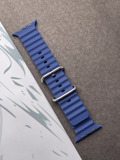 Dark Blue Silicone Ocean Band For Apple Watch 42mm, 44mm, 45mm & 49mm