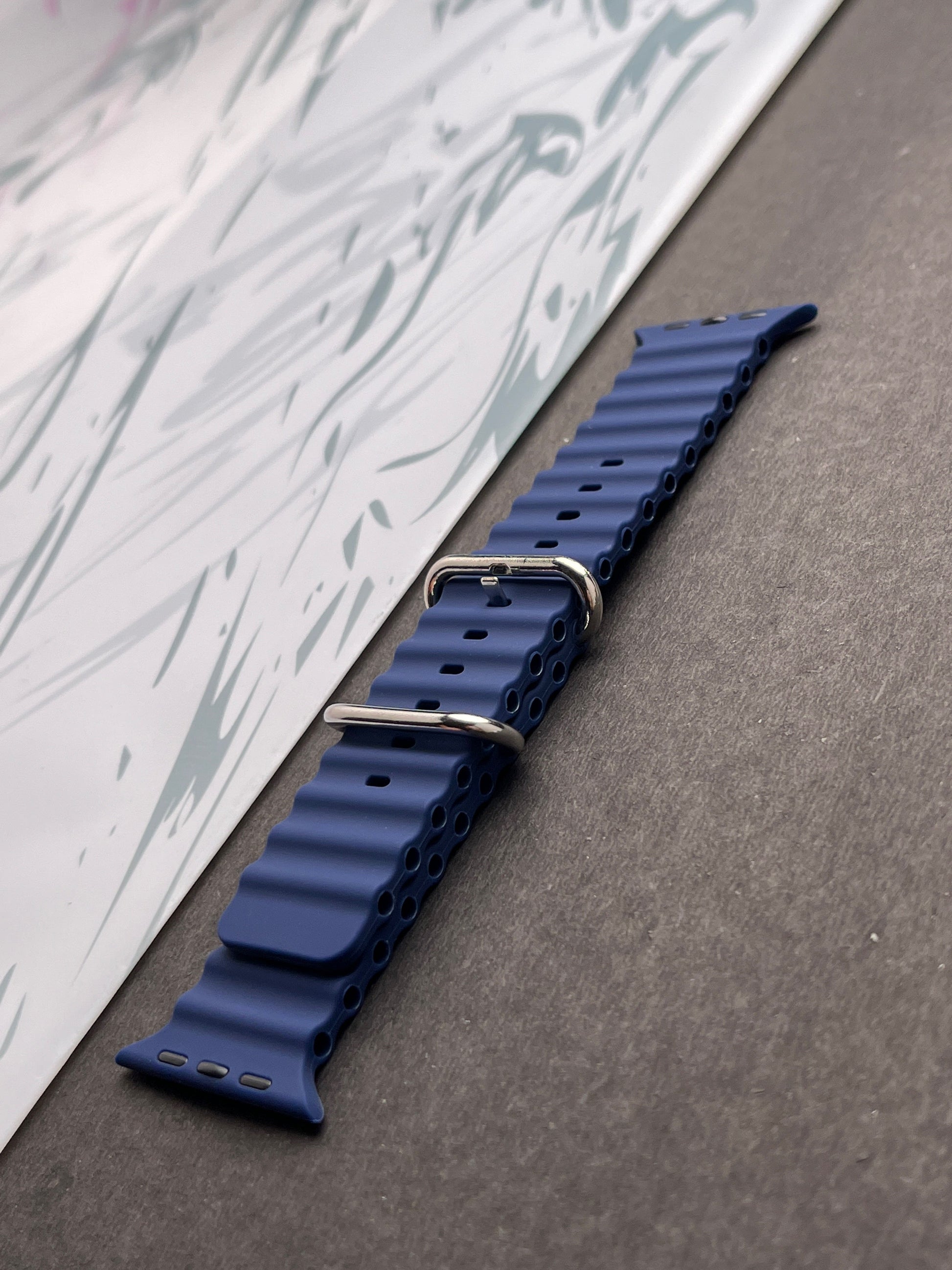 Dark Blue Silicone Ocean Band For Apple Watch 42mm, 44mm, 45mm & 49mm