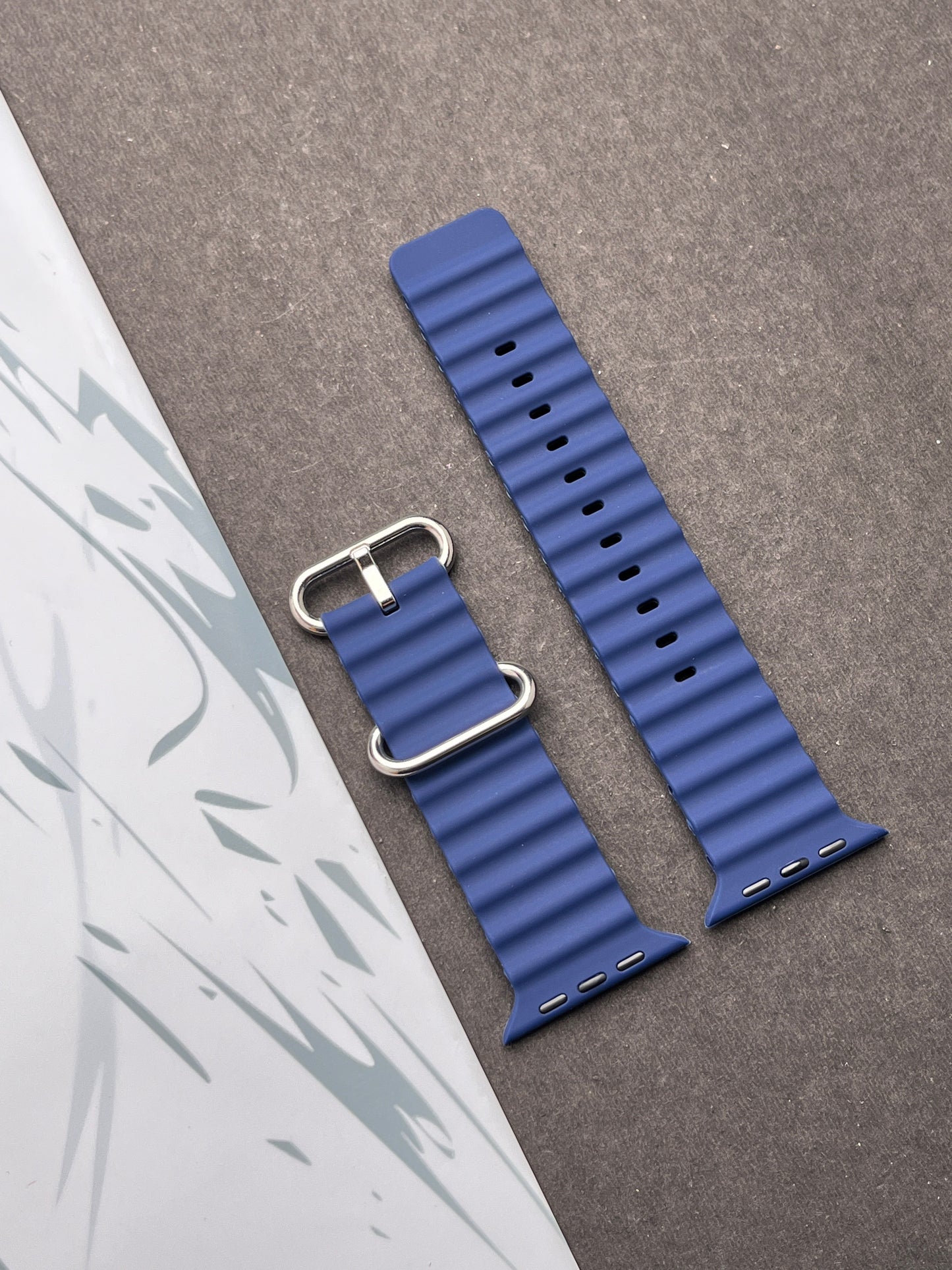 Dark Blue Silicone Ocean Band For Apple Watch 42mm, 44mm, 45mm & 49mm