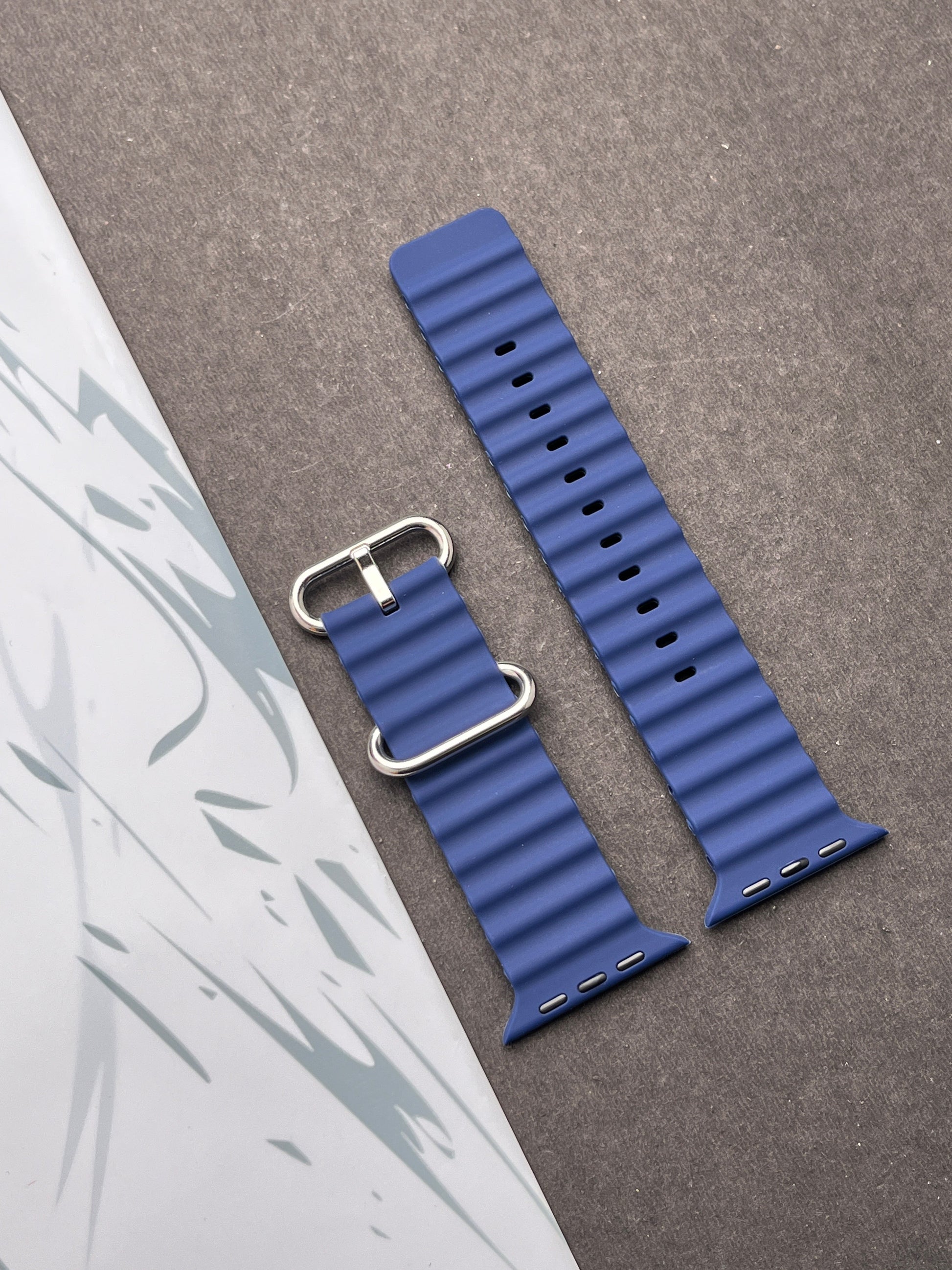 Dark Blue Silicone Ocean Band For Apple Watch 42mm, 44mm, 45mm & 49mm