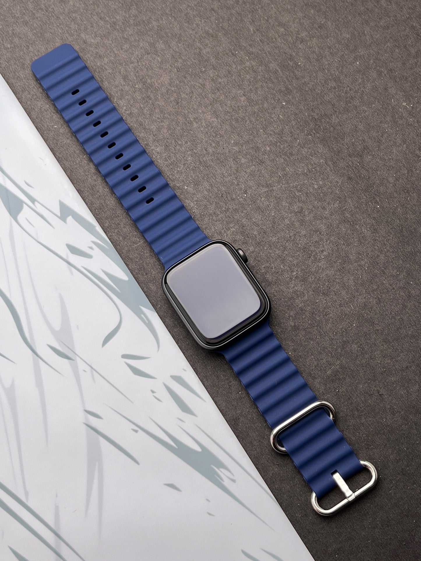 Dark Blue Silicone Ocean Band For Apple Watch 42mm, 44mm, 45mm & 49mm