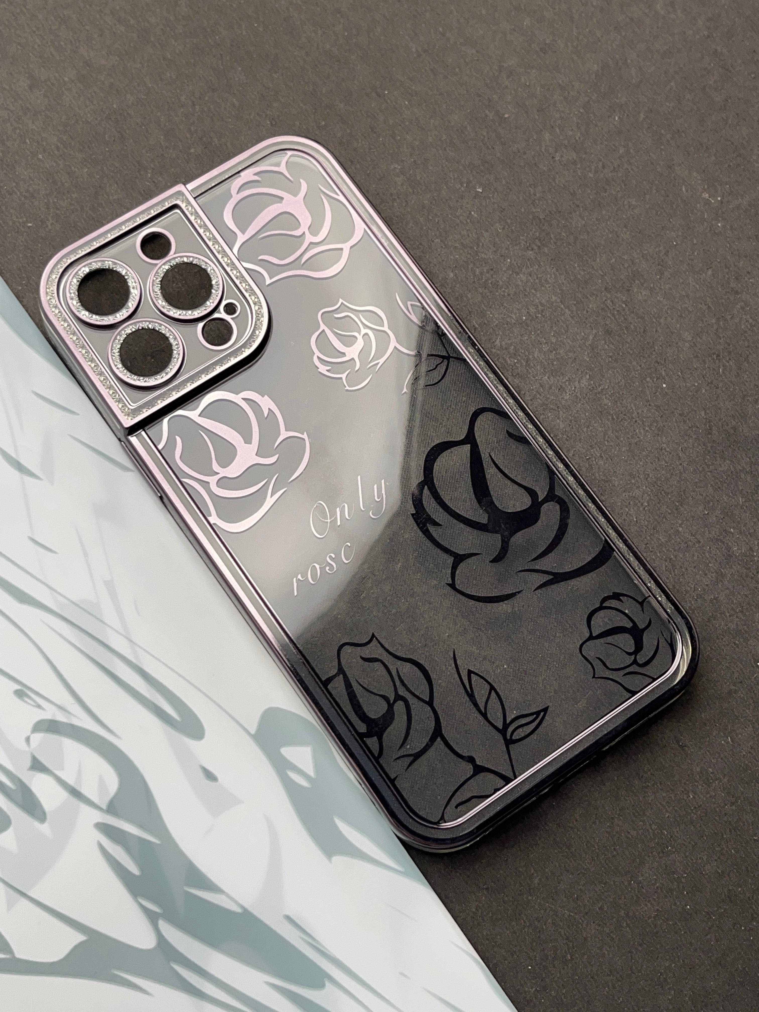 Black Rose Sparkling designer Soft Silicon case For iPhone - GenZ ...