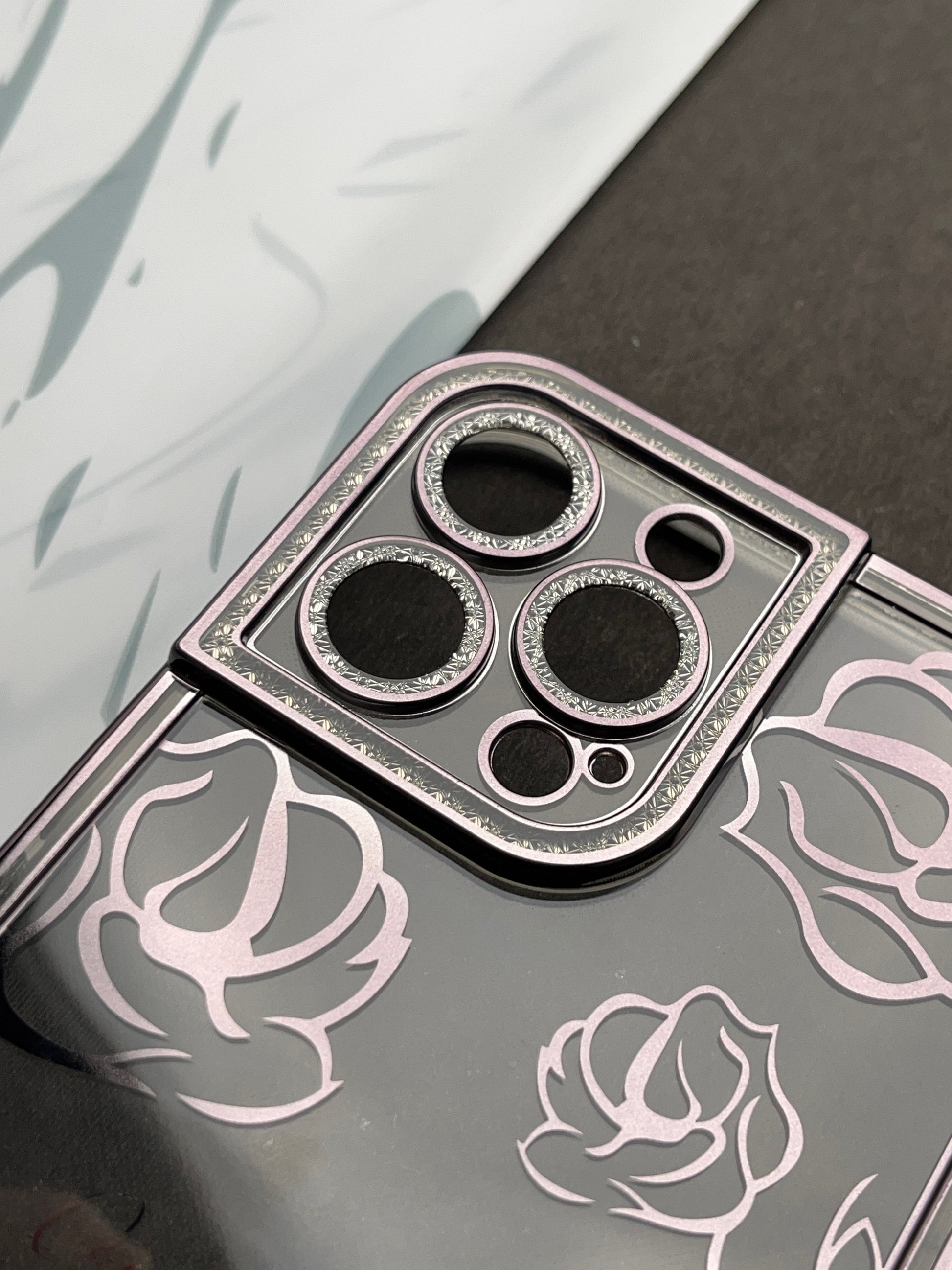 Black Rose Sparkling designer Soft Silicon Case For iPhone