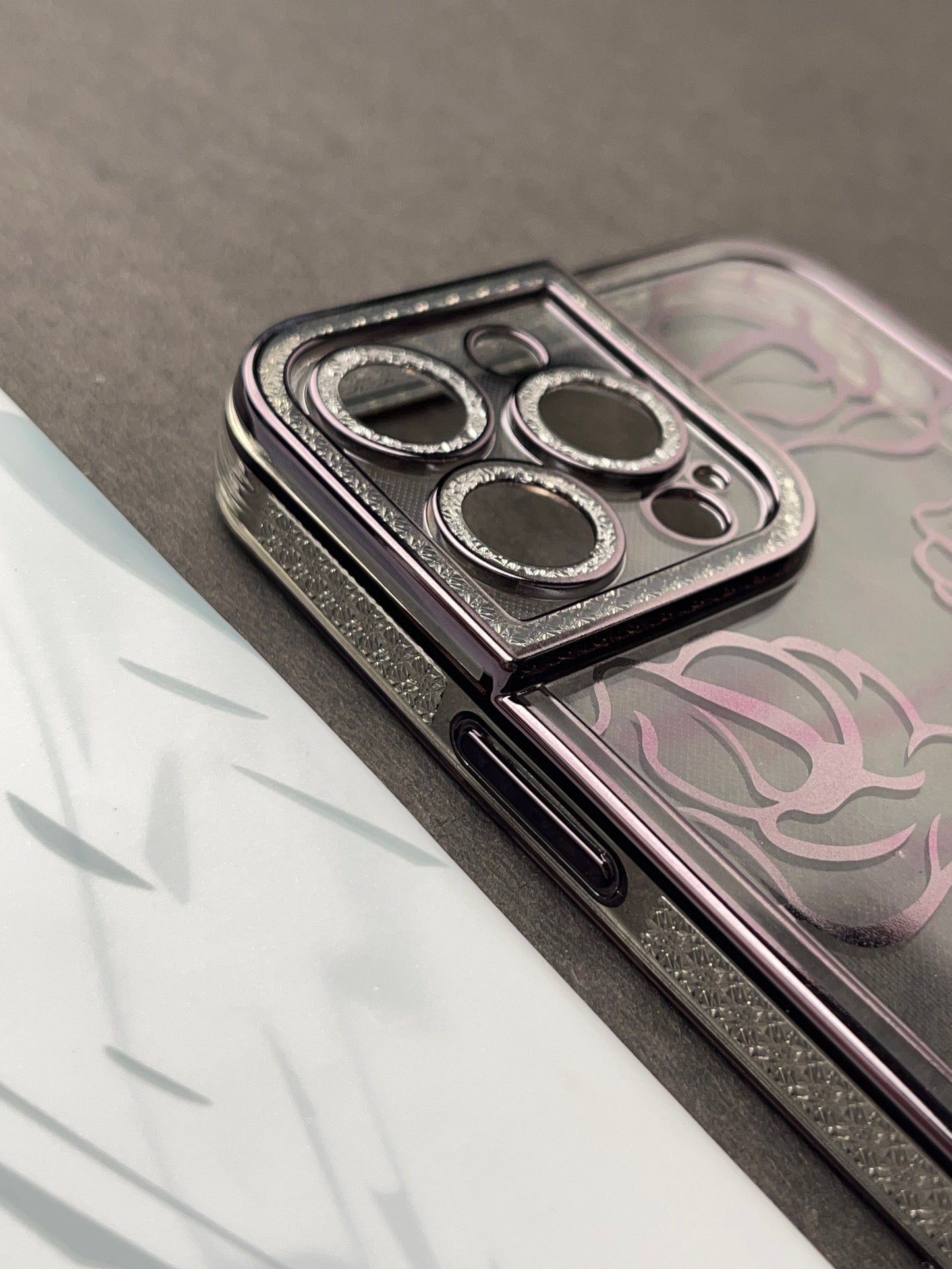 Black Rose Sparkling designer Soft Silicon Case For iPhone