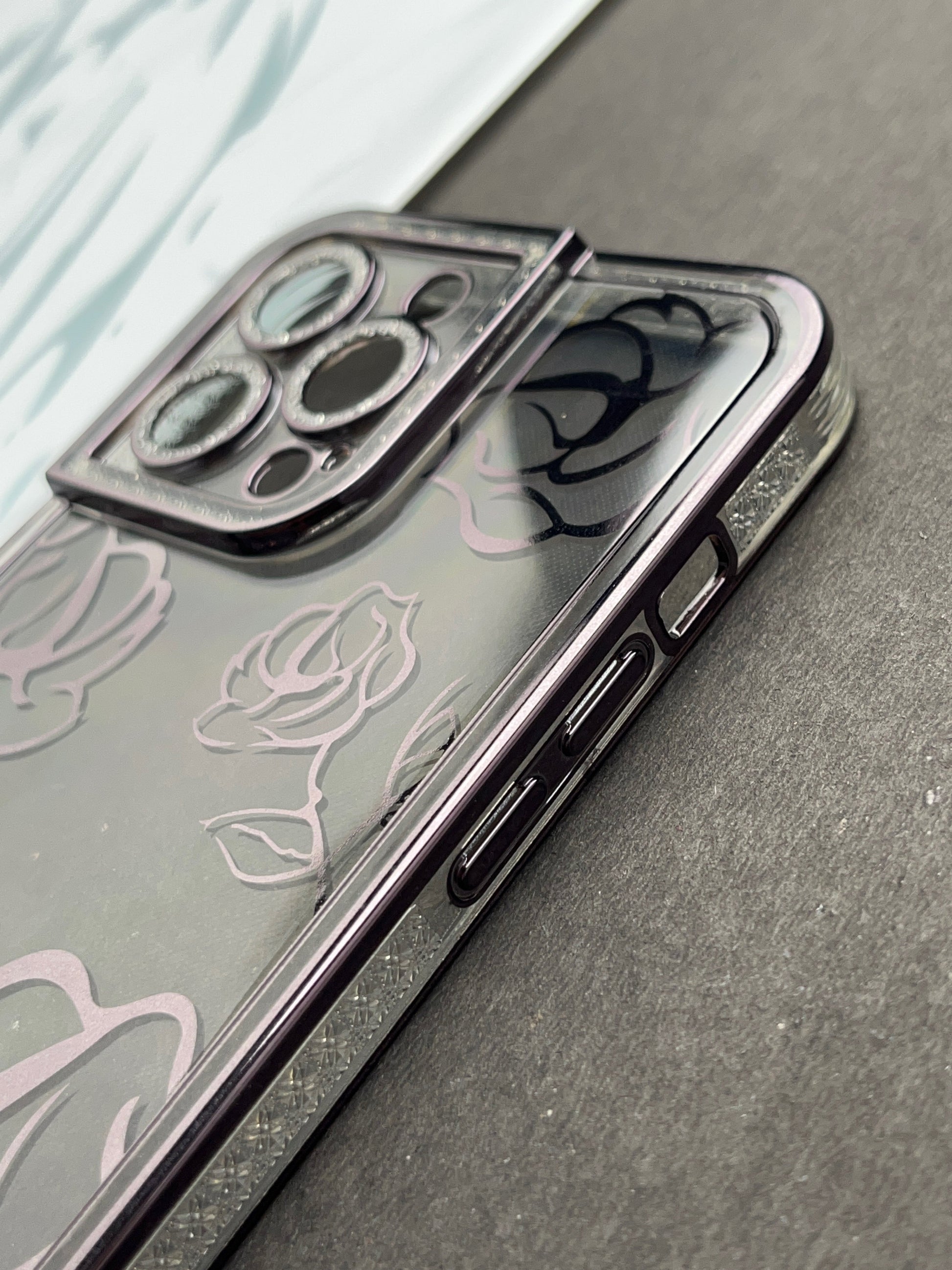 Black Rose Sparkling designer Soft Silicon Case For iPhone