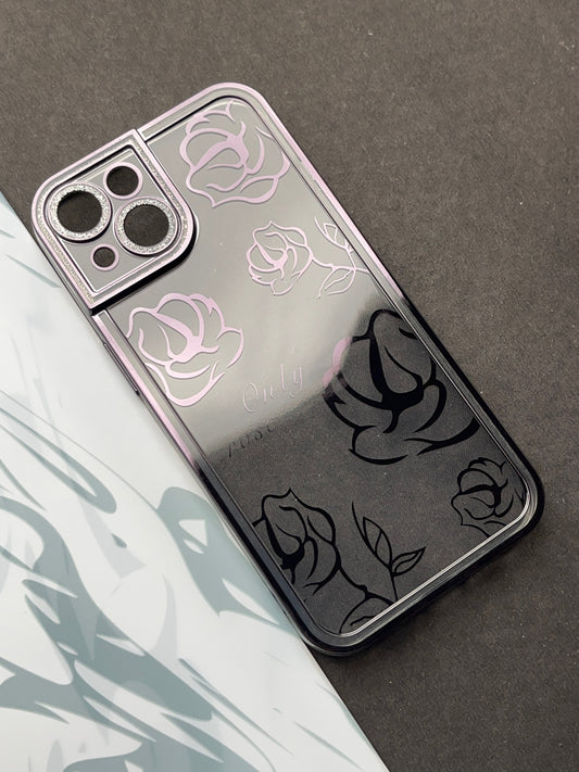Black Rose Sparkling designer Soft Silicon Case For iPhone