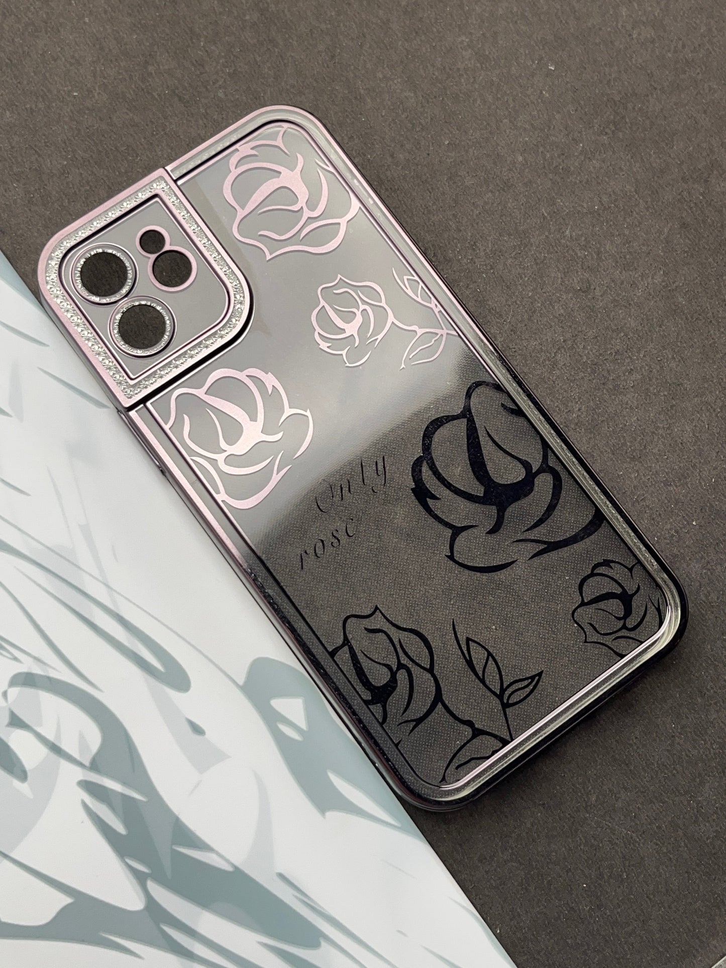 Black Rose Sparkling designer Soft Silicon Case For iPhone