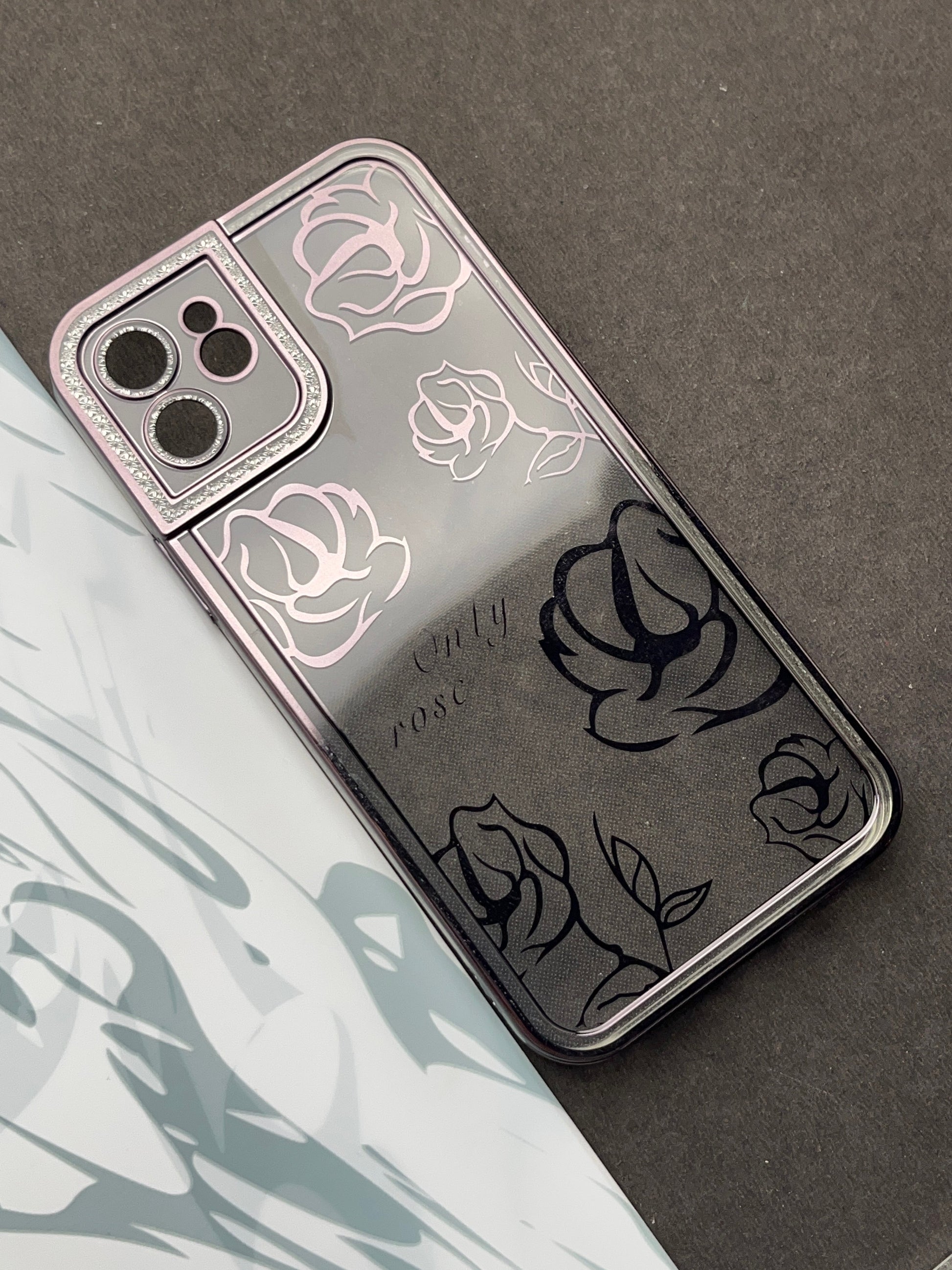 Black Rose Sparkling designer Soft Silicon Case For iPhone