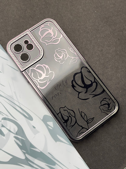 Black Rose Sparkling designer Soft Silicon Case For iPhone