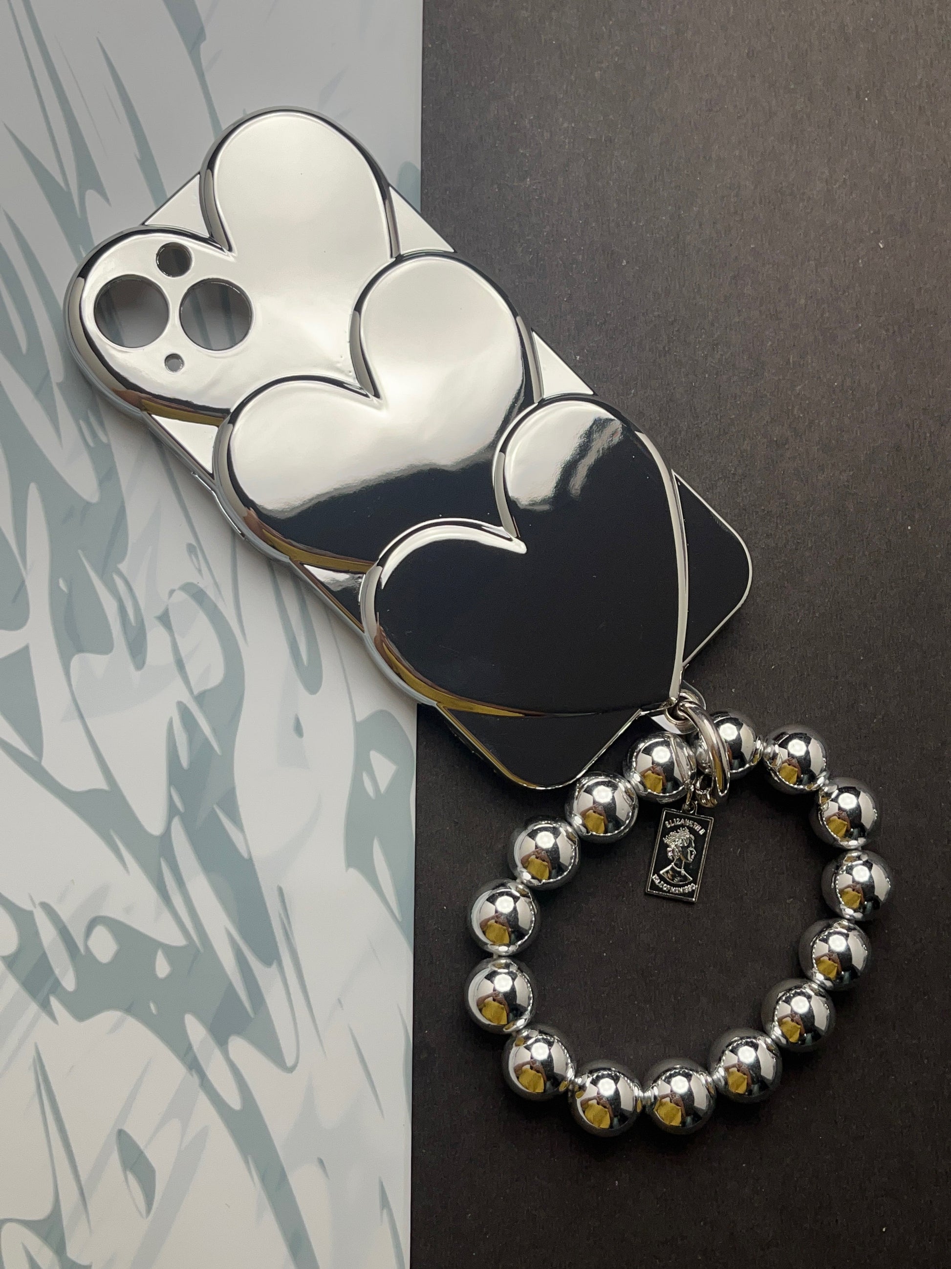 Luxury Plating 3D Overlap Heart With Bracelet Case For iPhone