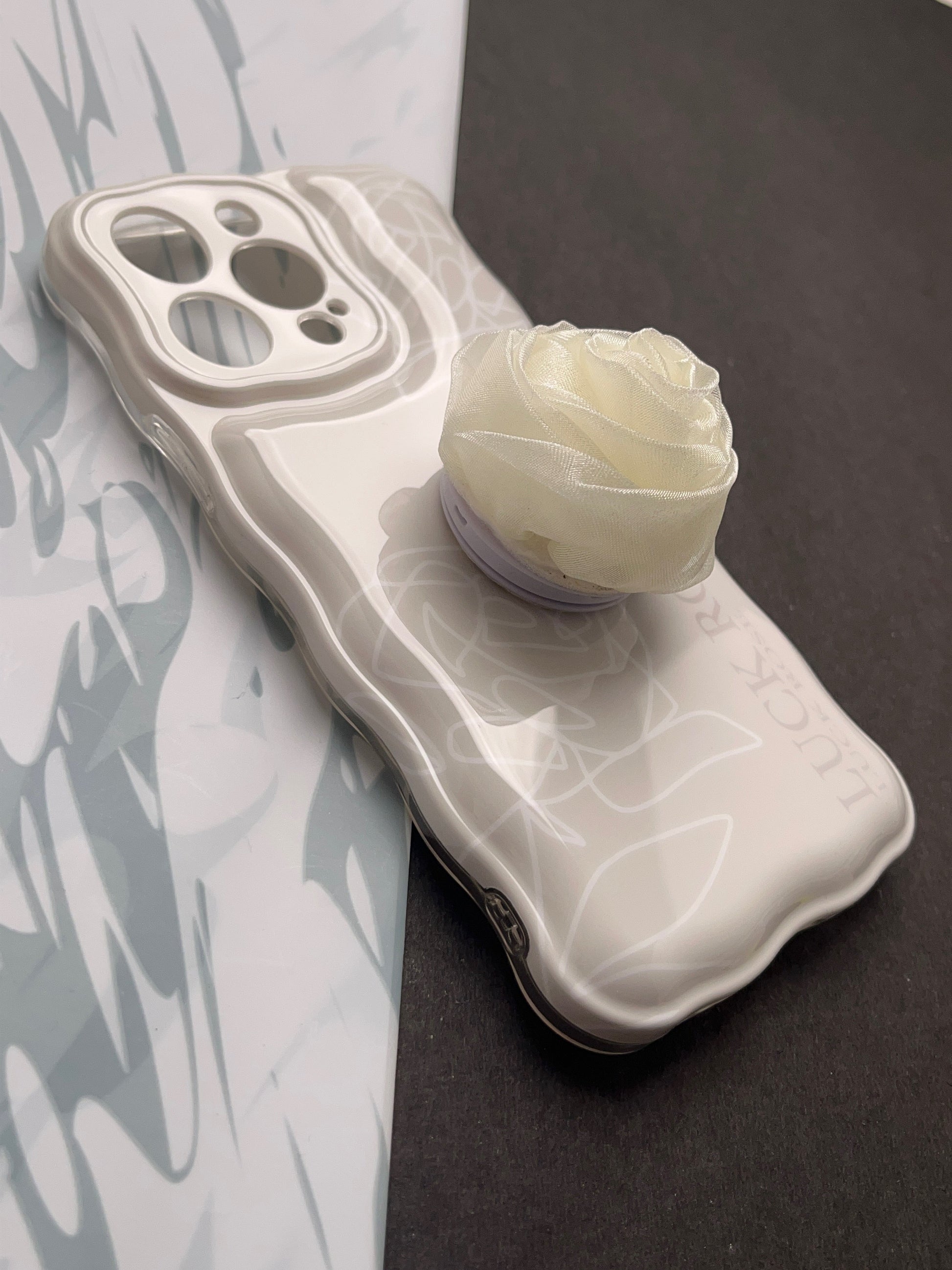 White Flower Pop With Camerea Protection Case For iPhone