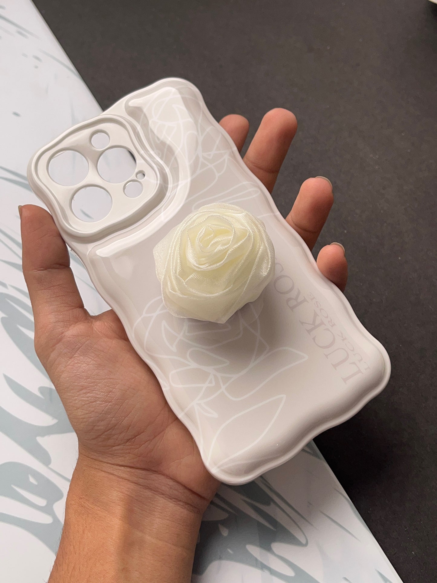 White Flower Pop With Camerea Protection Case For iPhone