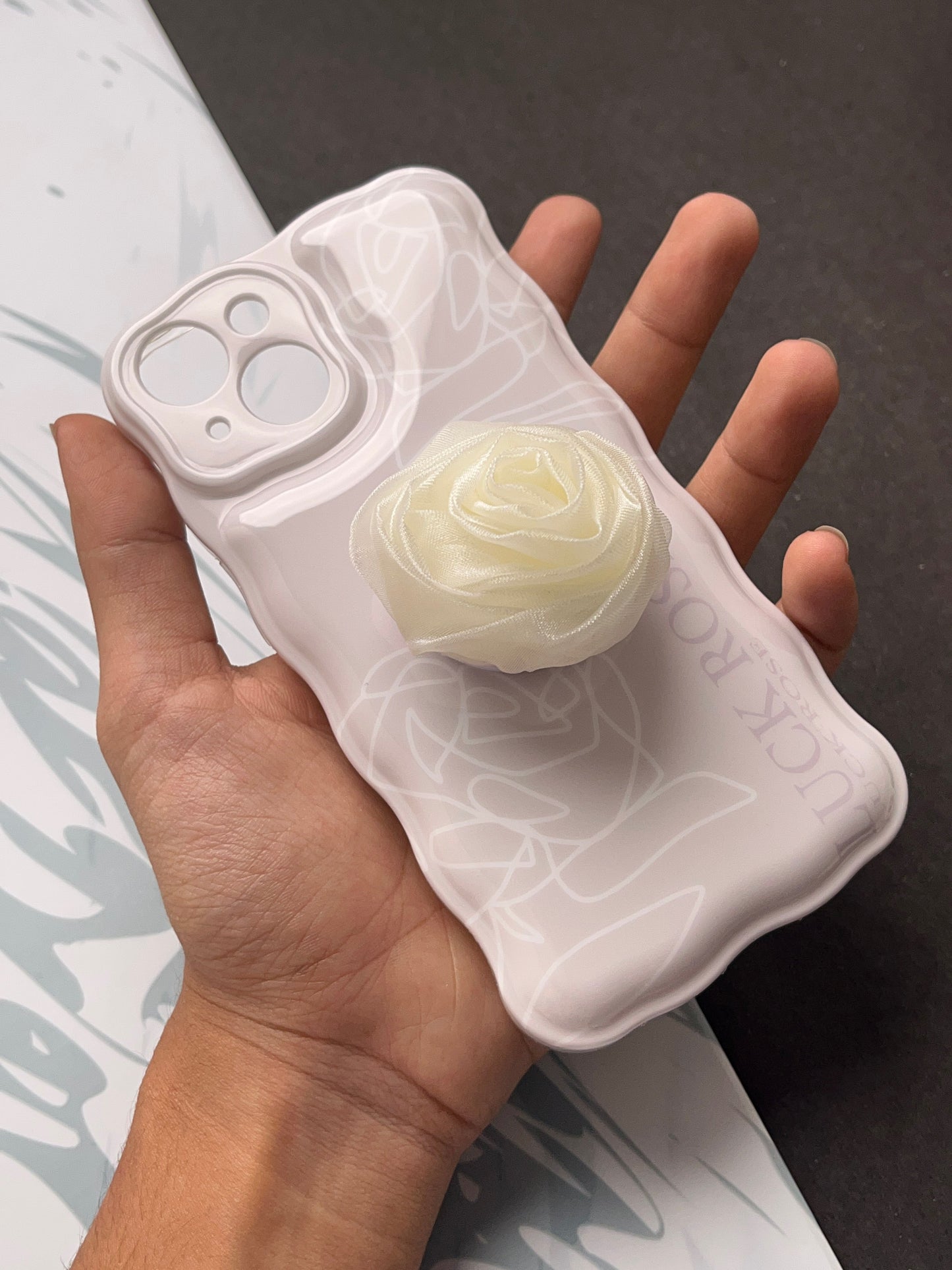 White Flower Pop With Camerea Protection Case For iPhone