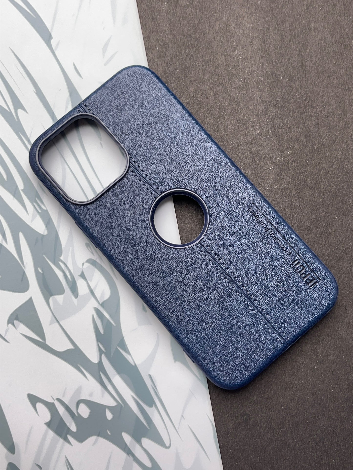 iEPCii Blue Leather With Logocut Case For iPhone