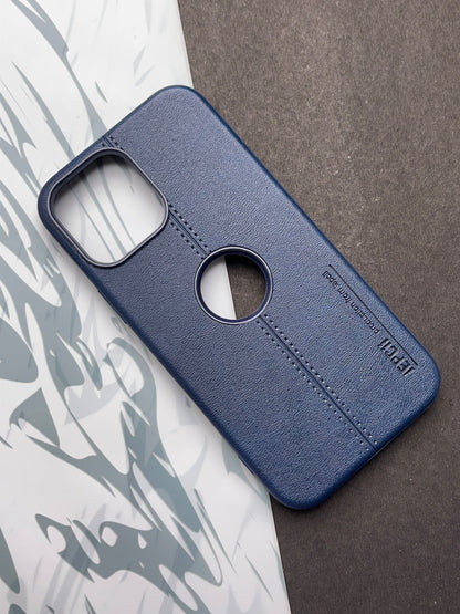 iEPCii Blue Leather With Logocut Case For iPhone