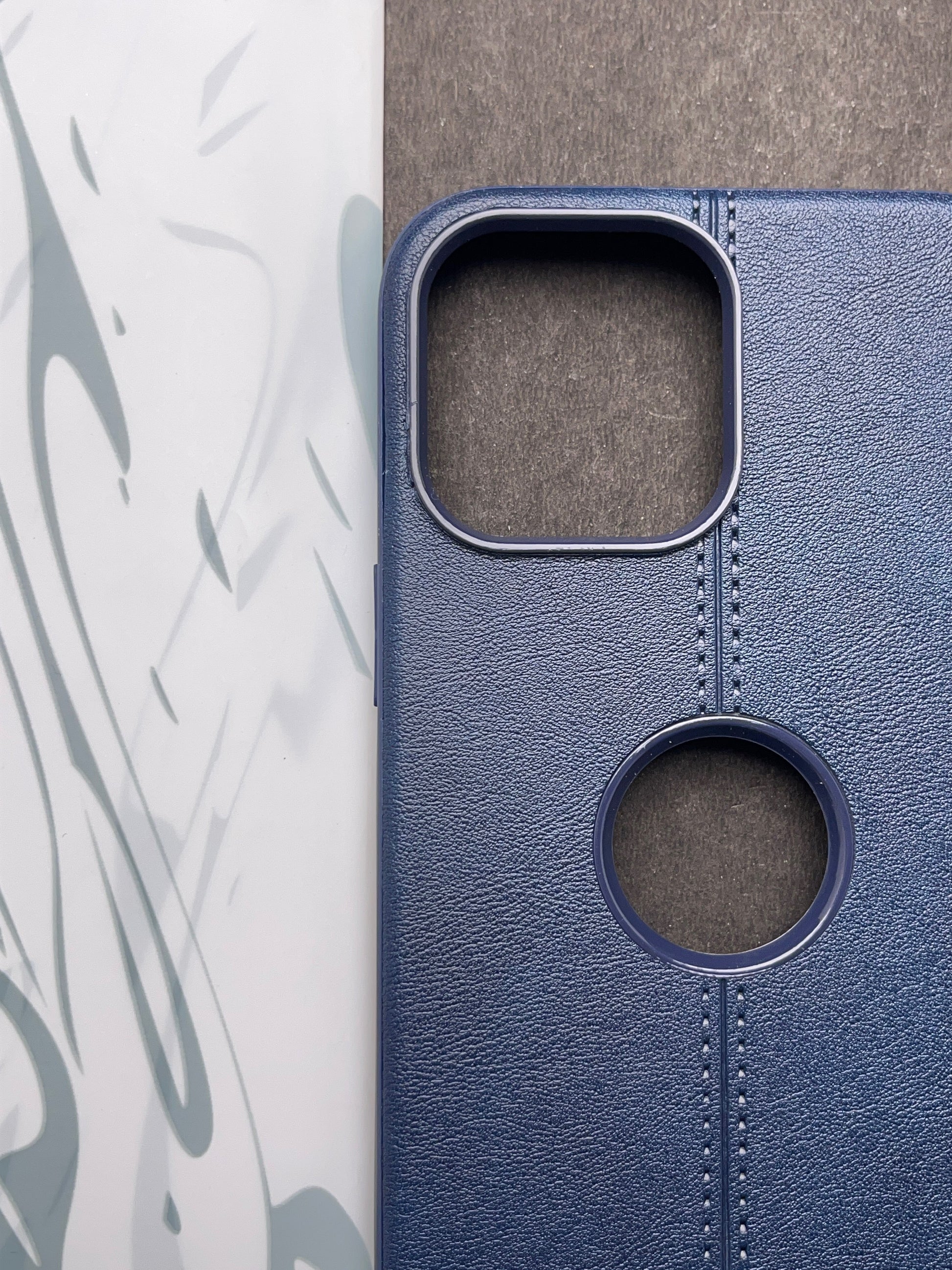 iEPCii Blue Leather With Logocut Case For iPhone