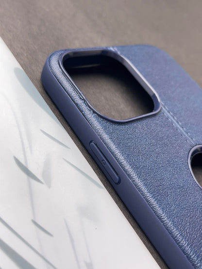 iEPCii Blue Leather With Logocut Case For iPhone