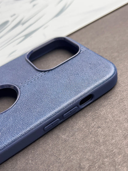 iEPCii Blue Leather With Logocut Case For iPhone