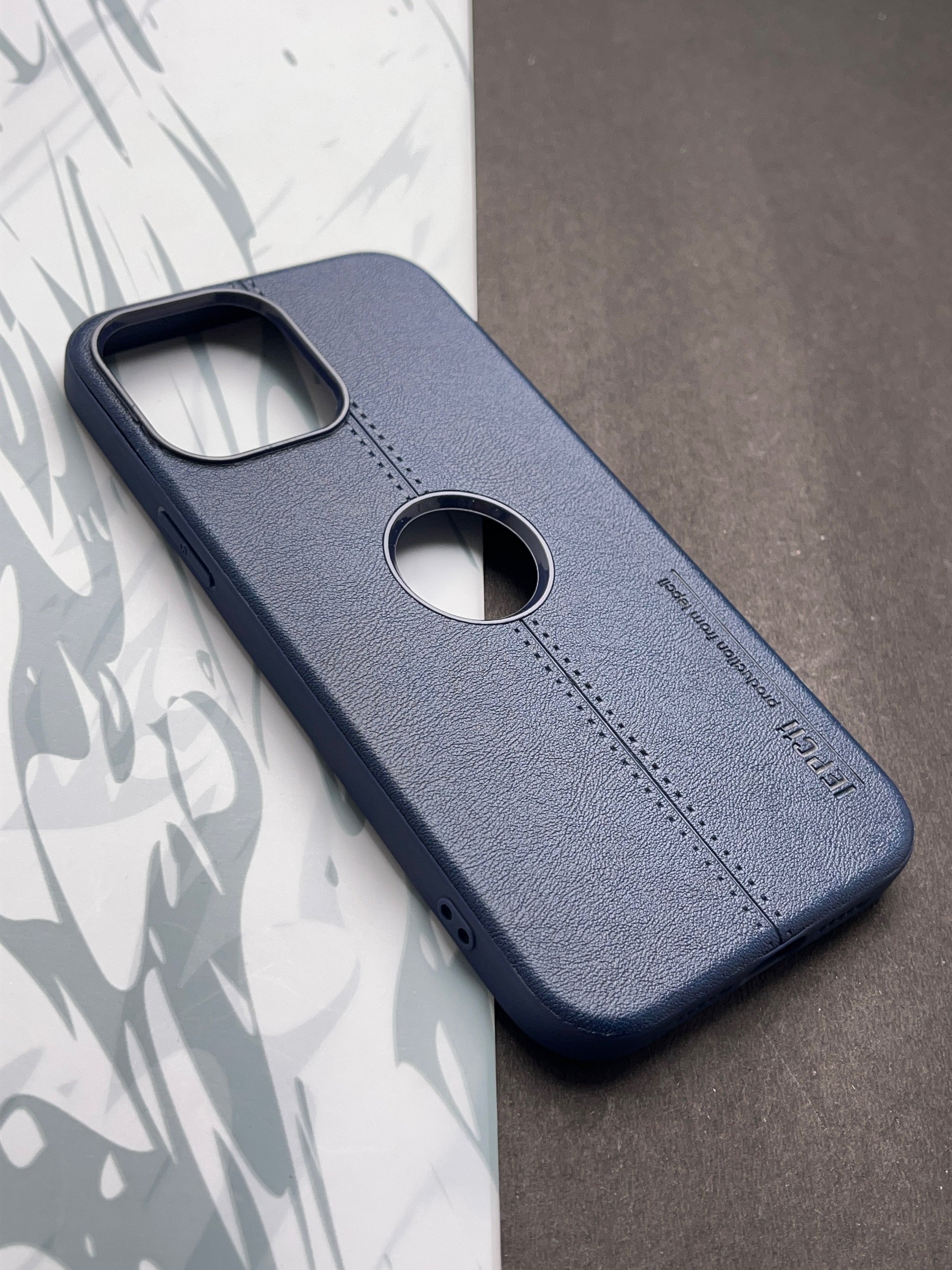 iEPCii Blue Leather With Logocut Case For iPhone