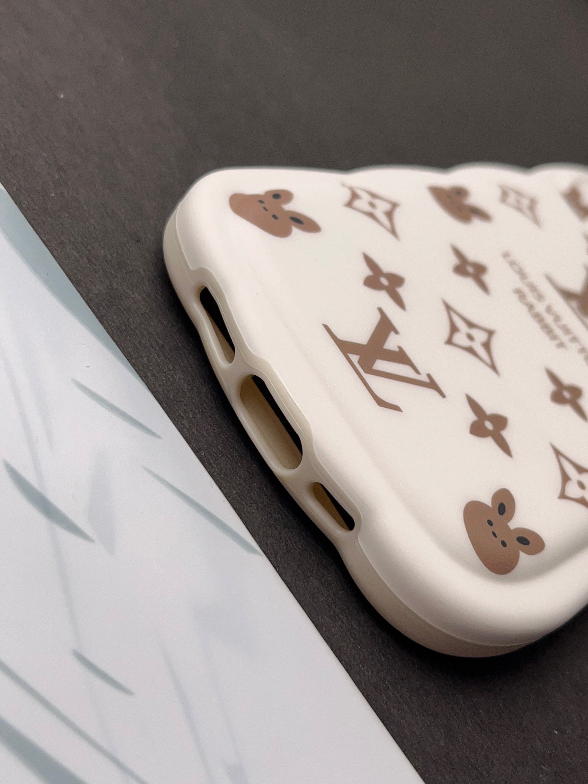 Cute White Rabbit Ears Wave LV Case For iPhone