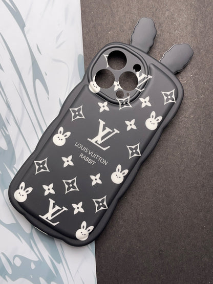 Cute Black Rabbit Ears Wave LV Case For iPhone