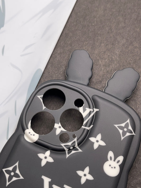 Cute Black Rabbit Ears Wave LV Case For iPhone
