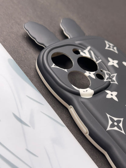 Cute Black Rabbit Ears Wave LV Case For iPhone