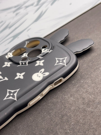 Cute Black Rabbit Ears Wave LV Case For iPhone