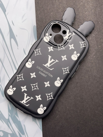 Cute Black Rabbit Ears Wave LV Case For iPhone