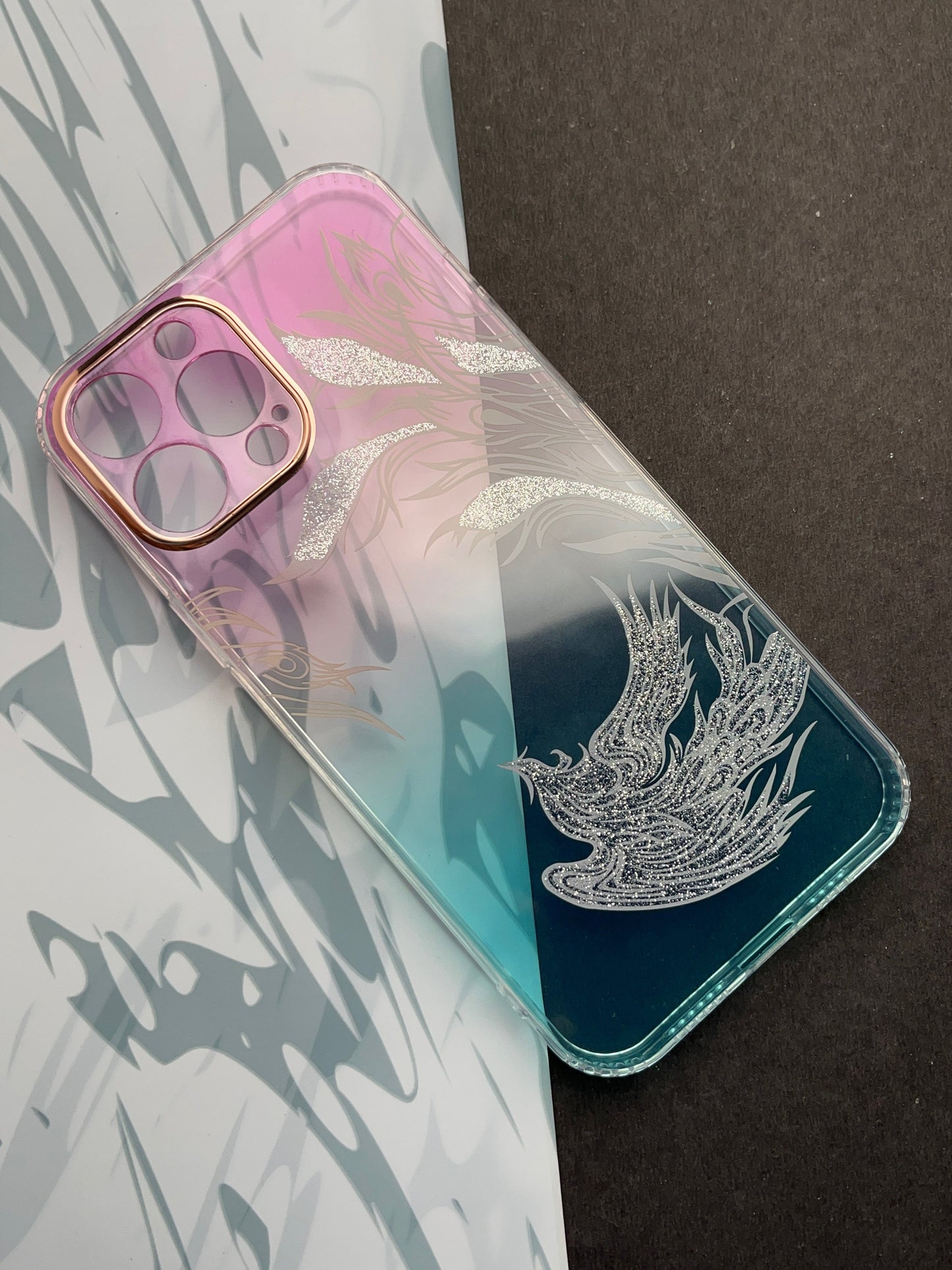 White Branch Gradient With Camera Protection Case For iPhone