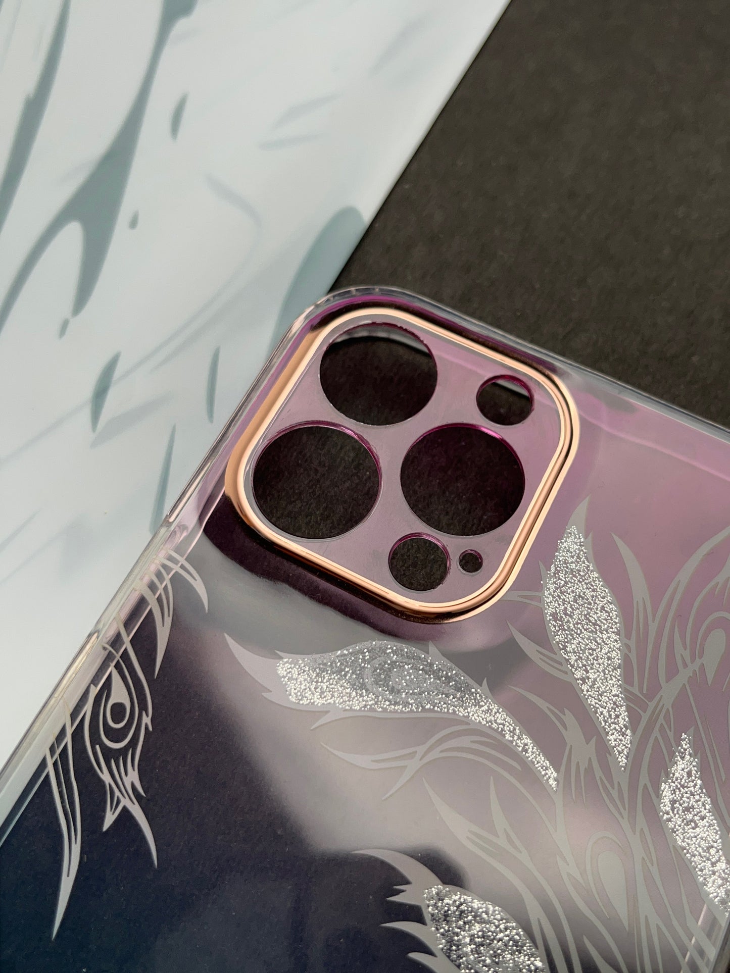 White Branch Gradient With Camera Protection Case For iPhone