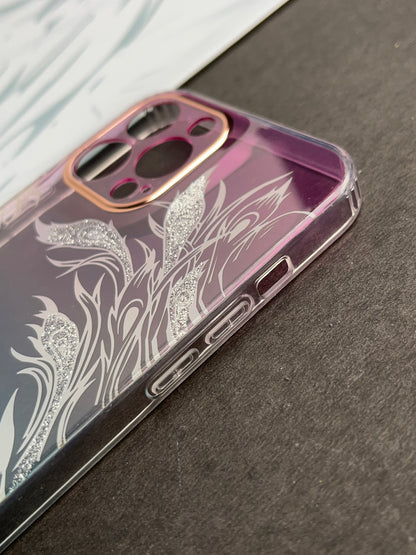 White Branch Gradient With Camera Protection Case For iPhone