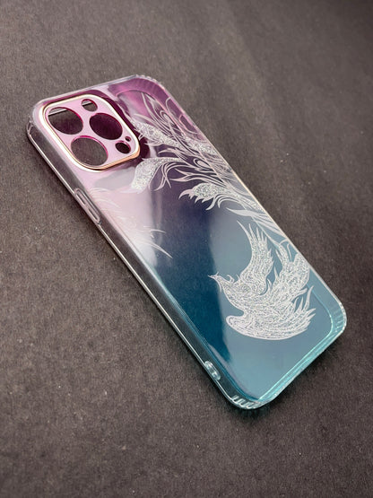 White Branch Gradient With Camera Protection Case For iPhone