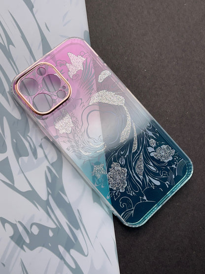 White Rose Gradient With Camera Protection Case For iPhone