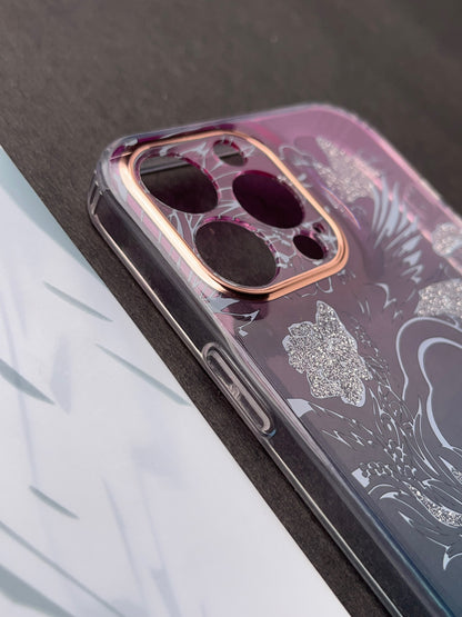 White Rose Gradient With Camera Protection Case For iPhone