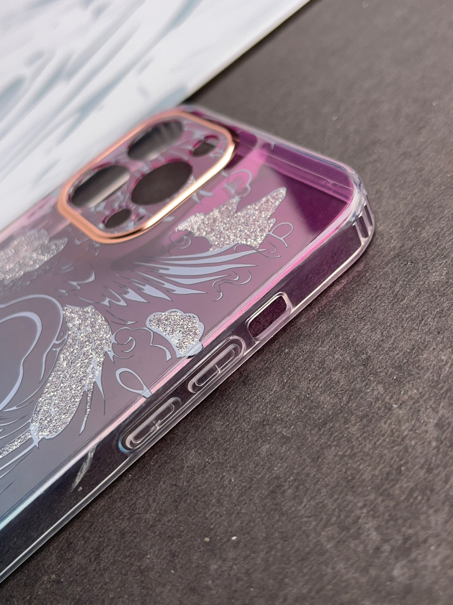 White Rose Gradient With Camera Protection Case For iPhone