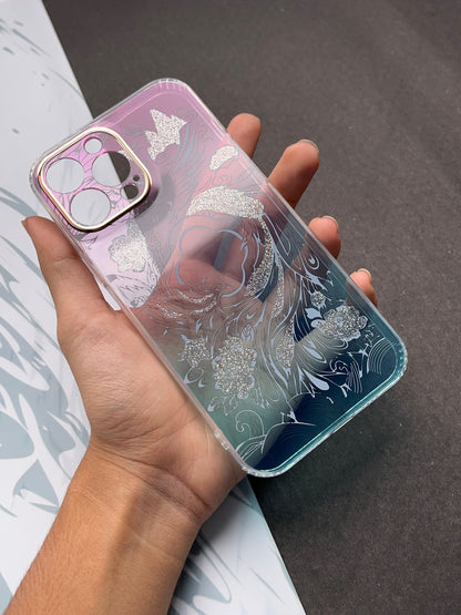 White Rose Gradient With Camera Protection Case For iPhone