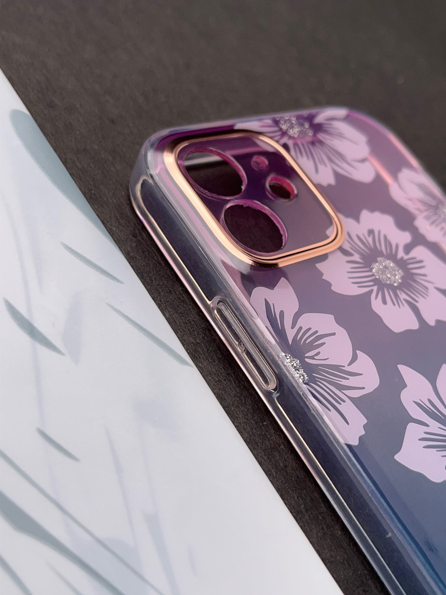 Pink Flower Gradient With Camera Protection Case For iPhone