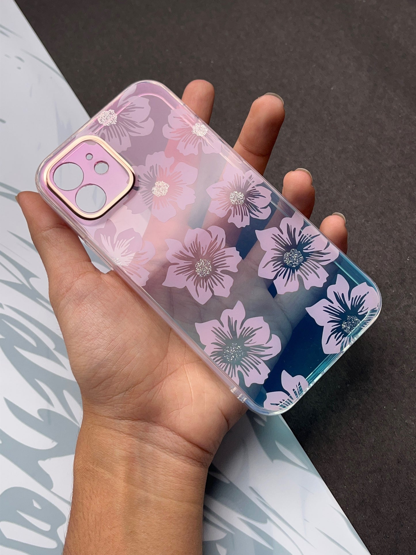 Pink Flower Gradient With Camera Protection Case For iPhone