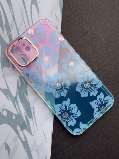 Blue Flower Gradient With Camera Protection Case For iPhone